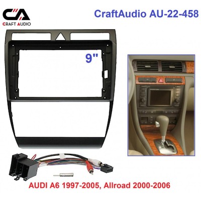 Рамка переходная CraftAudio АU-22-458 AUDI A6 (4B) 1997-2005, Allroad 2000-2006 9" + проводка