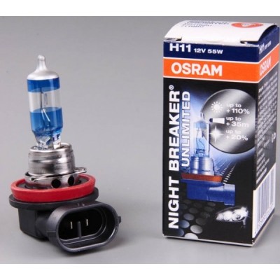 Галогенна лампа OSRAM H11 64211NBU NightBreakerUnlimited +110% 12V 55W PGJ19-2 10X10X1