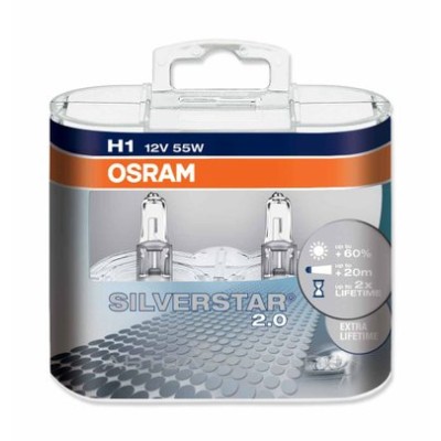 Галогенна лампа OSRAM 64150SV2 SilverStar 2.0 H1 12V 55W P14.5S 10X2 HardDuopet