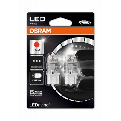 LED лампа OSRAM 7905R Premium W21W 12V W3X16d RED 2pcs. blister