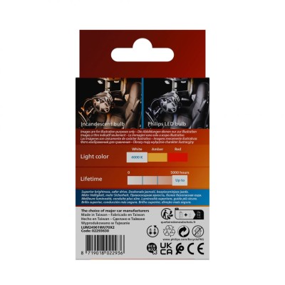 Комплект світлодіодних ламп PHILIPS 24961WU70X2 W5W (T10) LED Ultinon Pro7000 W2.1X9.5d WHITE 4000K 24V