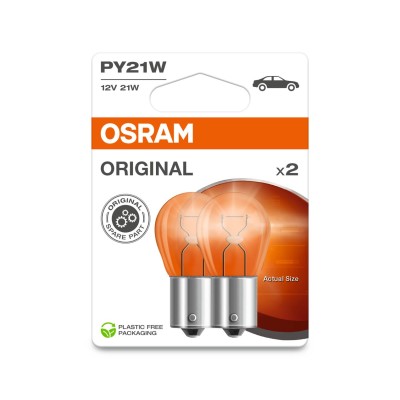 Комплект вказівних ламп розжарювання OSRAM 7507-2BL PY21W Amber 12V BAU15s Blister (2 шт)