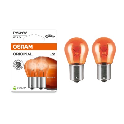 Комплект вказівних ламп розжарювання OSRAM 7507-2BL PY21W Amber 12V BAU15s Blister (2 шт)