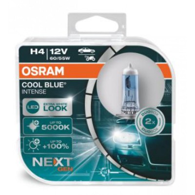 Лампа галогенная Osram H4 12V 60W P43t Cool Blue Intense Next Gen +100% 2шт/комп (64193CBN-HCB)