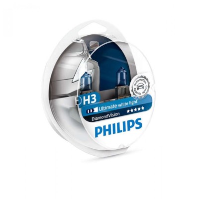 Лампа галогенная Philips H3 Diamond Vision 5000K, 2шт/блистер 12336DVS2