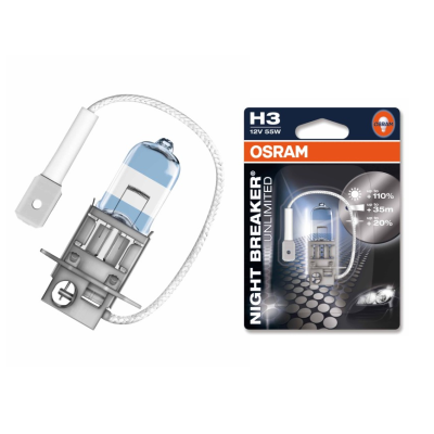 Галогенна лампа OSRAM H3 64151NBU-01B Night Breaker Unlimited 12V 55W Pk22S 10X1 Blister