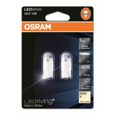 LED лампа OSRAM 2850WW-BLI2 12V W2, 1X9, 5D 1W 4000K SET 2pcs.