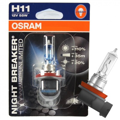 Галогенна лампа OSRAM H11 64211NBU-01B Night Breaker Unlimited 12V 55W PGJ19-2 10X1 Blister