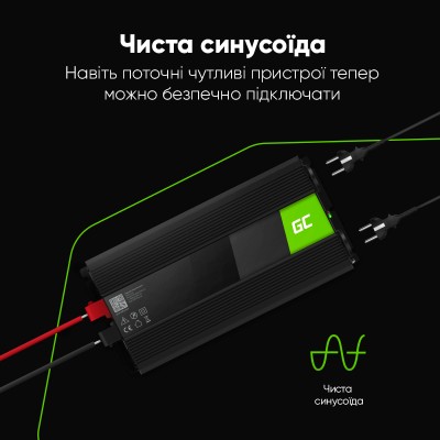 Преобразователь напряжения Green Cell 12V to 230V 3000W/6000W читстый синус