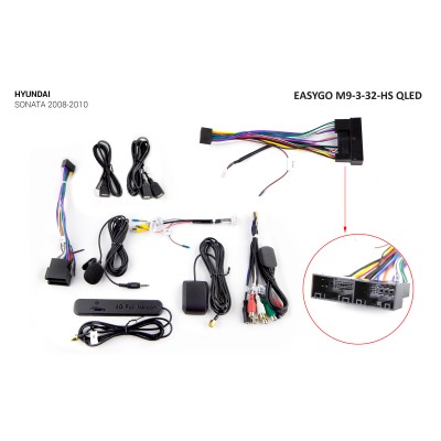 Штатная автомагнитола EasyGo M9-3-32-HS QLED Hyundai Sonata 2008-2010
