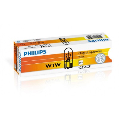 Комплект галогенових ламп Philips W3W, 10шт/картон 12256CP