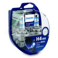 Галогенная лампа PHILIPS 12342RGTS2 H4 60/55W 12V P43T RacingVision GT200 +200%