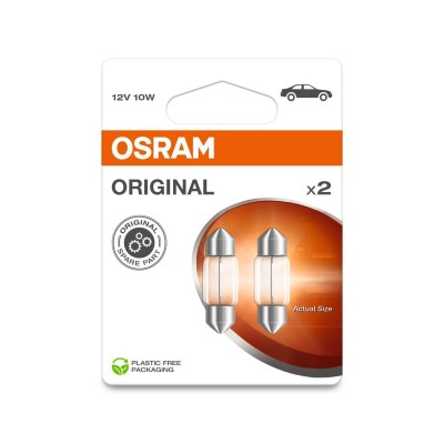 Комплект вказівних ламп розжарювання OSRAM 6438-2BL C10W 31mm 12V SV8.5-8 Blister (2 шт)
