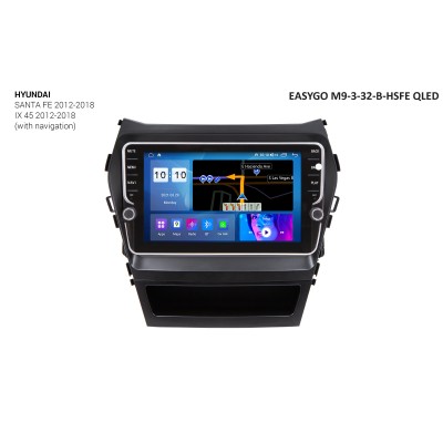 Штатная автомагнитола EasyGo M9-3-32-B-HSFE QLED Hyundai Santa Fe, iX-45 2012-2018
