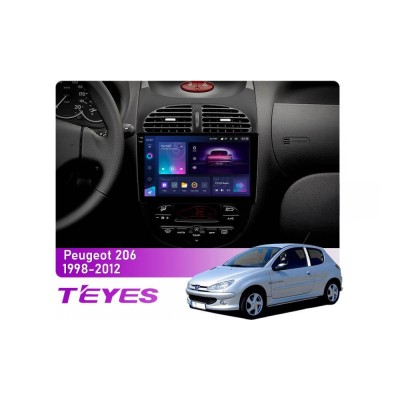 Штатна магнітола Teyes CC3 2k 6+128 Gb Peugeot 206 1998-2012 9"
