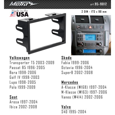 Перехідна рамка Mercedes A-Klasse, M-Klasse, Vaneo Metra 95-9012