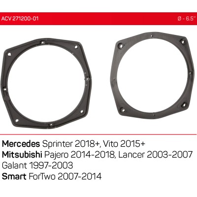 Проставки під динаміки ACV 271200-01 для автомобілів Mitsubishi, Mercedes, Smart