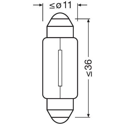 Комплект вказівних ламп розжарювання OSRAM 6418-2BL C5W 36mm 12V SV8.5-8 Blister (2 шт)