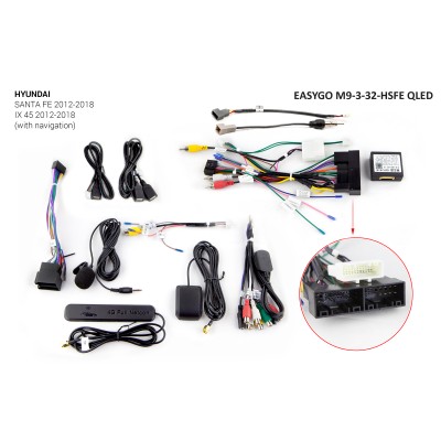 Штатная автомагнитола EasyGo M9-3-32-HSFE QLED Hyundai Santa Fe, iX-45 2012-2018