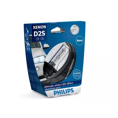 Ксеноновая лампа PHILIPS 85122WHV2S1 D2S 85V 35W P32d-2 WhiteVision gen2 5000K