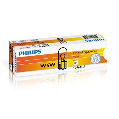 Комплект галогенових ламп Philips W5W, 10шт/картон 12961CP