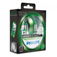 Лампа галогенная Philips H7 ColorVision Green, 3350K, 2шт/блистер 12972CVPGS2
