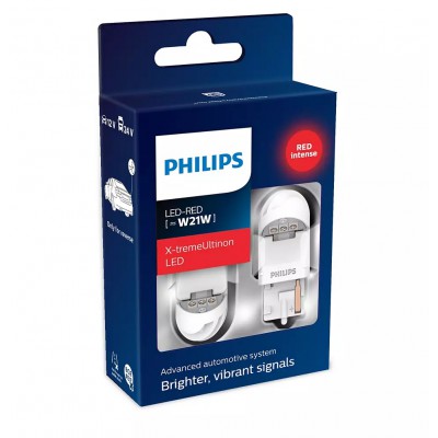 LED лампа Philips 11065XURX2 W21W 12/24V Red