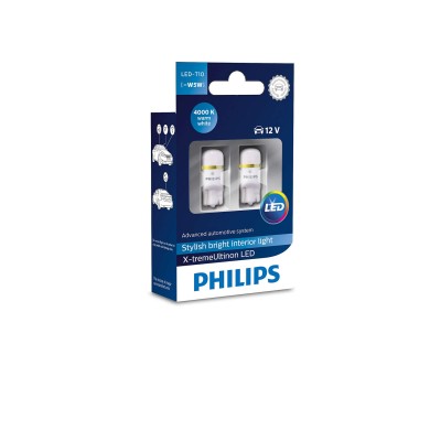 LED лампа PHILIPS 12799LED X-Treme Vision T10 1LED 12V W2, 1X9, 5d 1W 4000K SET 2pcs.