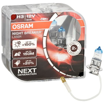 Галогенна лампа OSRAM 64151NL H3 Night Breaker LASER NG +150% 12V 55W Pk22s HardDuopet