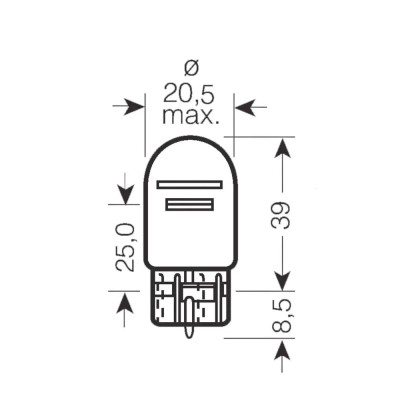 Вказівна лампа розжарювання HeadLight WY21/5W 12V W3X16q AMBER