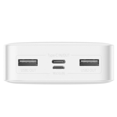 Baseus Bipow Digital Display 20000mAh 15W 3A 2USB + Type-C белый