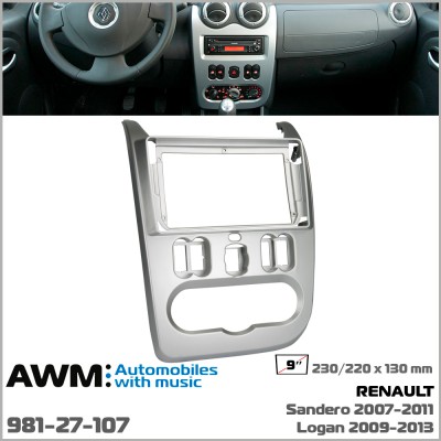 Перехідна рамка AWM Renault, Dacia Duster, Sandero, Logan (981-27-107)