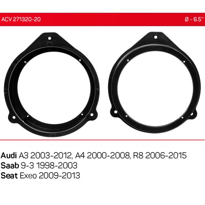 Проставки под динамики ACV 271320-20 для автомобилей Audi A3, A4, R8, Saab 9-3, Seat Exeo