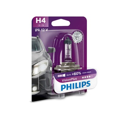 Галогенная лампа PHILIPS 12342VPB1 H4 60/55W 12V P43t VisionPlus