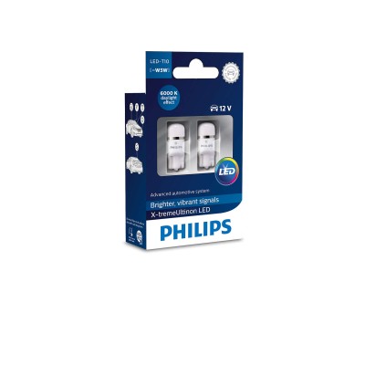 LED лампа PHILIPS 12799LED X-Treme Vision T10 1LED 12V W2, 1X9, 5d 1W 6000K SET 2pcs.
