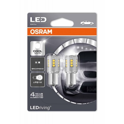 LED лампа OSRAM 7456CW P21W 12V BA15s 6000K Standart Premium 2pcs. blister