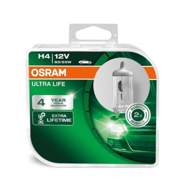 Галогенна лампа OSRAM 64193ULT UltraLife H4 60/55W P43t 12V 10X2 HardDuopet