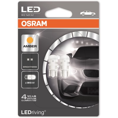 LED лампа OSRAM 2880YE-BLI2 12V W2, 1X9, 5D 1W YELLOW SET 2pcs.