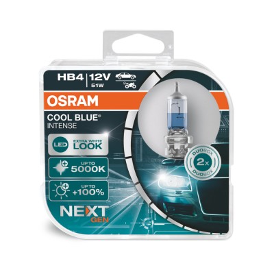 Комплект галогенових ламп Osram HB4 12V 51W P22d Cool Blue Intense Next Gen +100% 2шт/комп (9006CBN-HCB)
