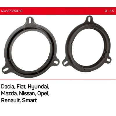 Проставки под динамики ACV 271250-10 для автомобилей Dacia, Fiat, Hyundai, Mazda, Nissan, Opel, Renault, Smart