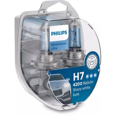 Галогенная лампа PHILIPS 12972WVUSM H7 55W 12V PX26d WhiteVisionUltra +60%(4200K)