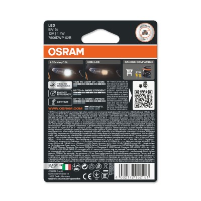 LED лампа OSRAM LEDriving SL 7506DWP-02b P21W 12V BA15s 6000K 2шт.