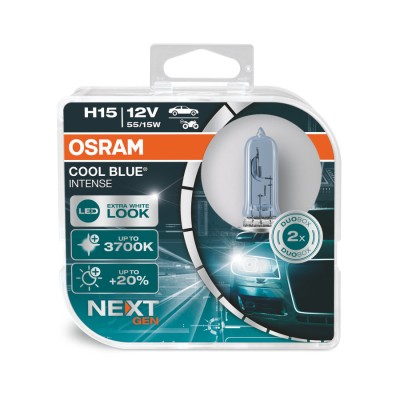 Комплект галогенових ламп Osram H15 55/15W 12V PGJ23T-1 Cool Blue Intense Next Gen +100% 2шт/комп (64176CBN-HCB)