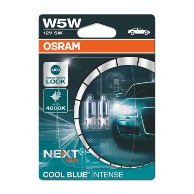 Комплект галогенових ламп Osram W5W 12V 5,20 W W2.1x9.5d Cool Blue Intense Next Gen +100% 2шт/блістер (2825CBN-02B)