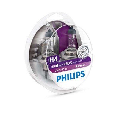 Галогенная лампа PHILIPS 12342VPS2 H4 60/55W 12V P43t VisionPlus +60%