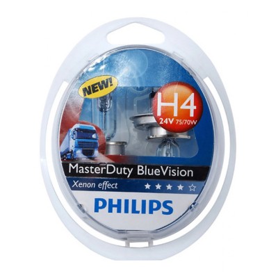 Галогенная лампа PHILIPS 13342MDBVS2 H4 75/70W 24V P43t MasterDuty BlueVision