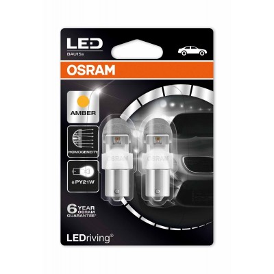 LED лампа OSRAM 7557YE PY21W Premium 12V BAU15s 2pcs. blister