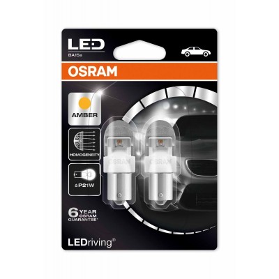 LED лампа OSRAM 7556YE PY21W 12V BA15s 6000K Amber Retrofit Premium 2pcs. blister