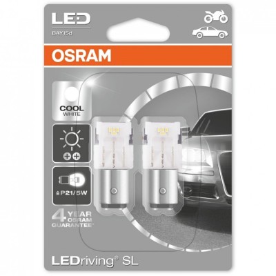 LED лампа OSRAM 1458CW P21/12V 5W BAY15d 6000K 2pcs. blister