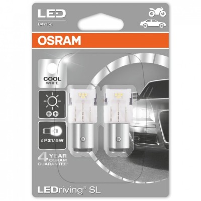 LED лампа OSRAM 1458CW P21/12V 5W BAY15d 6000K 2pcs. blister